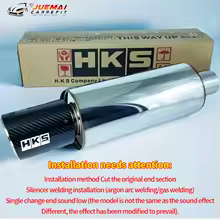 Escape Deportivo HKS – Estilo Fibra de Carbono / 57 cm / 2.5” a 4” Acero Inoxidable