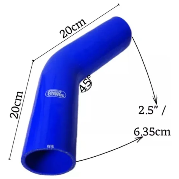 Acople Reductor de Silicona Codo 45° 2.5” a 2.5”