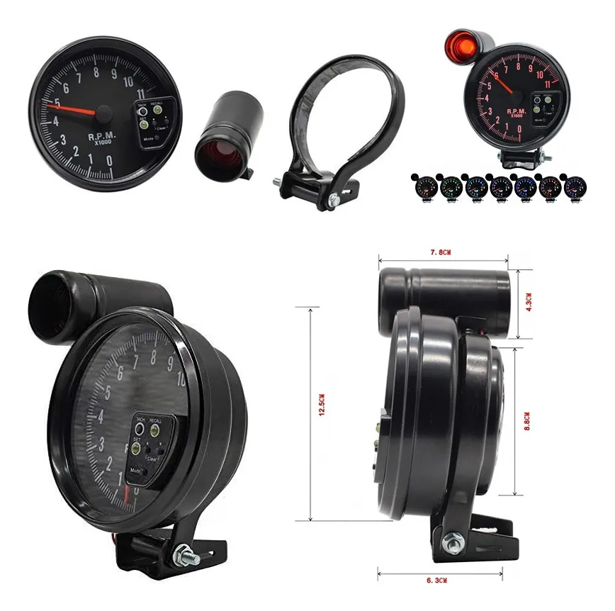 Tacómetro Analógico 0–11000 RPM – 12 V para Auto - Imagen 2