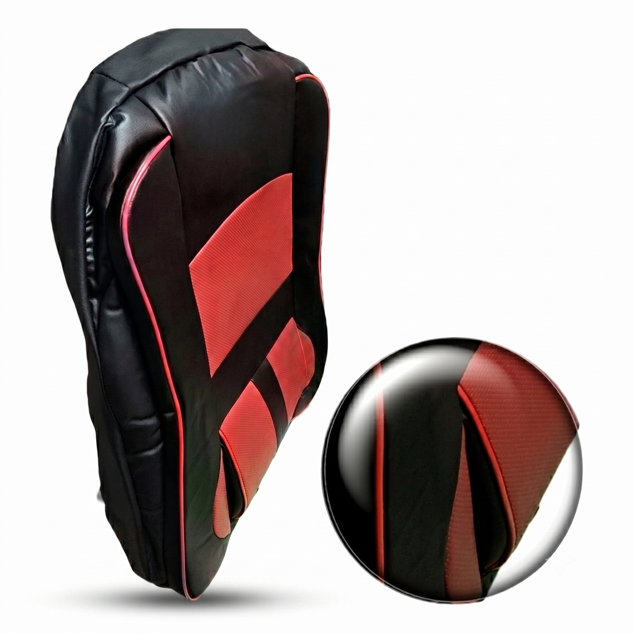 Set Fundas Cubreasiento Eco Cuero Rojo Con Bolsillo Respaldo - Imagen 3