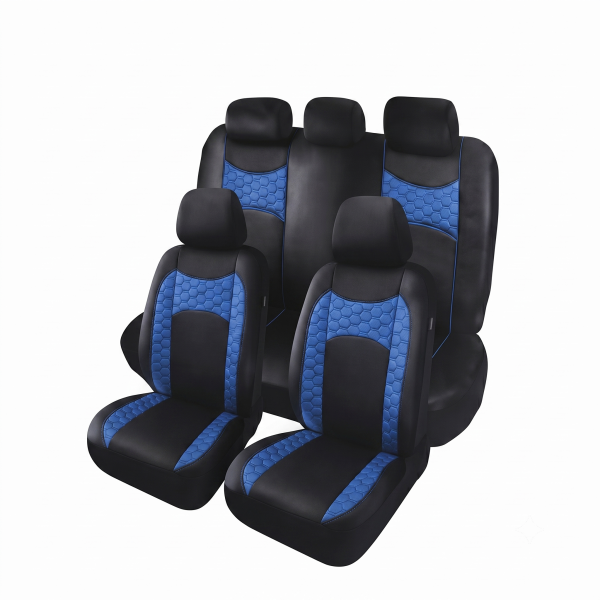 Set Fundas Eco Cuero/Tela Negro/Azul